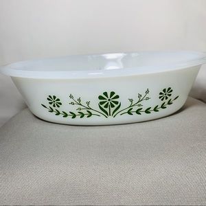 1950’s Milk Glass GlassBake Oval Baking Dish